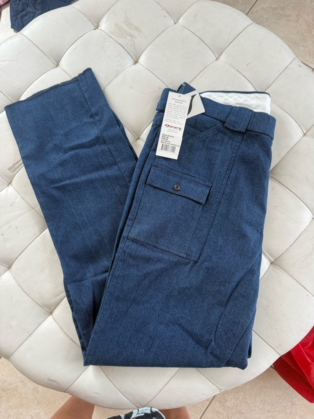 Men's Dark Blue Cargo Pants with Button Flap Pocket